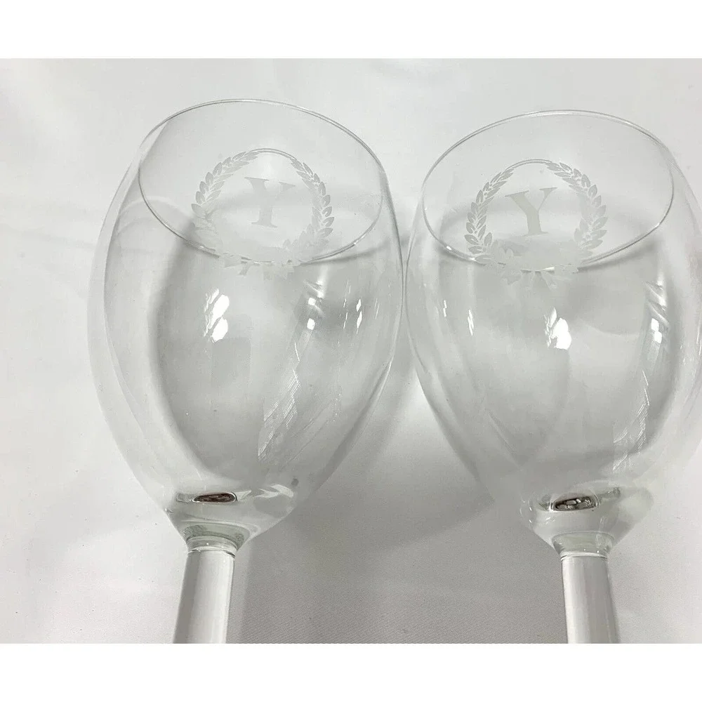 Two‎ Wine Glass Goblets Monogram Y Wedding Glasses Party Barware